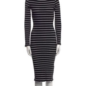 Elegant Black and White Striped Dress